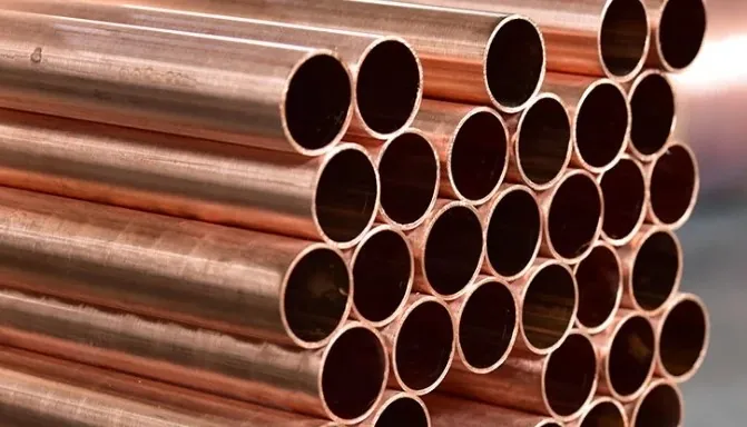 Seamless copper tubes manufacturer in India - ASTM B88 and B280 copper tubes stacked for export